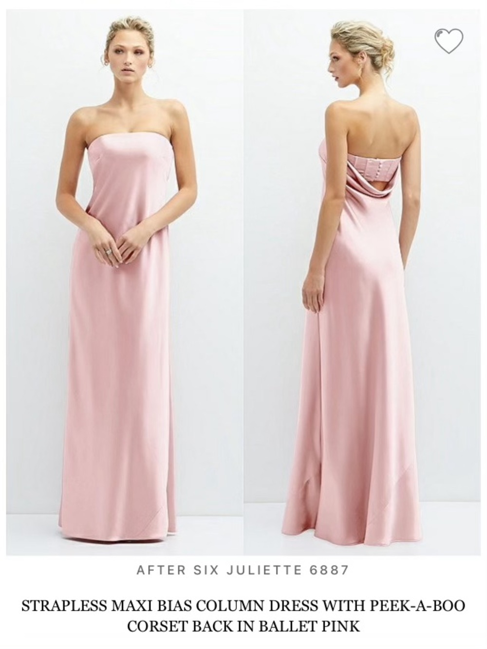 After Six Satin Strapless Bridesmaid Gown Ballet Pink Peek-a-Boo Corset Back
